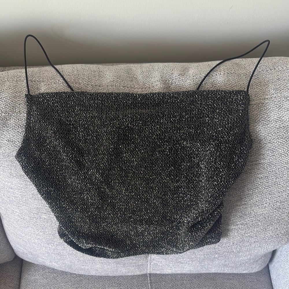 Zara Black Glitter Crop Top
